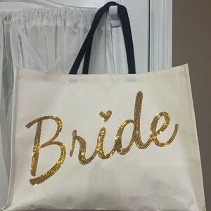 Gold Sequin Bride Tote Bag